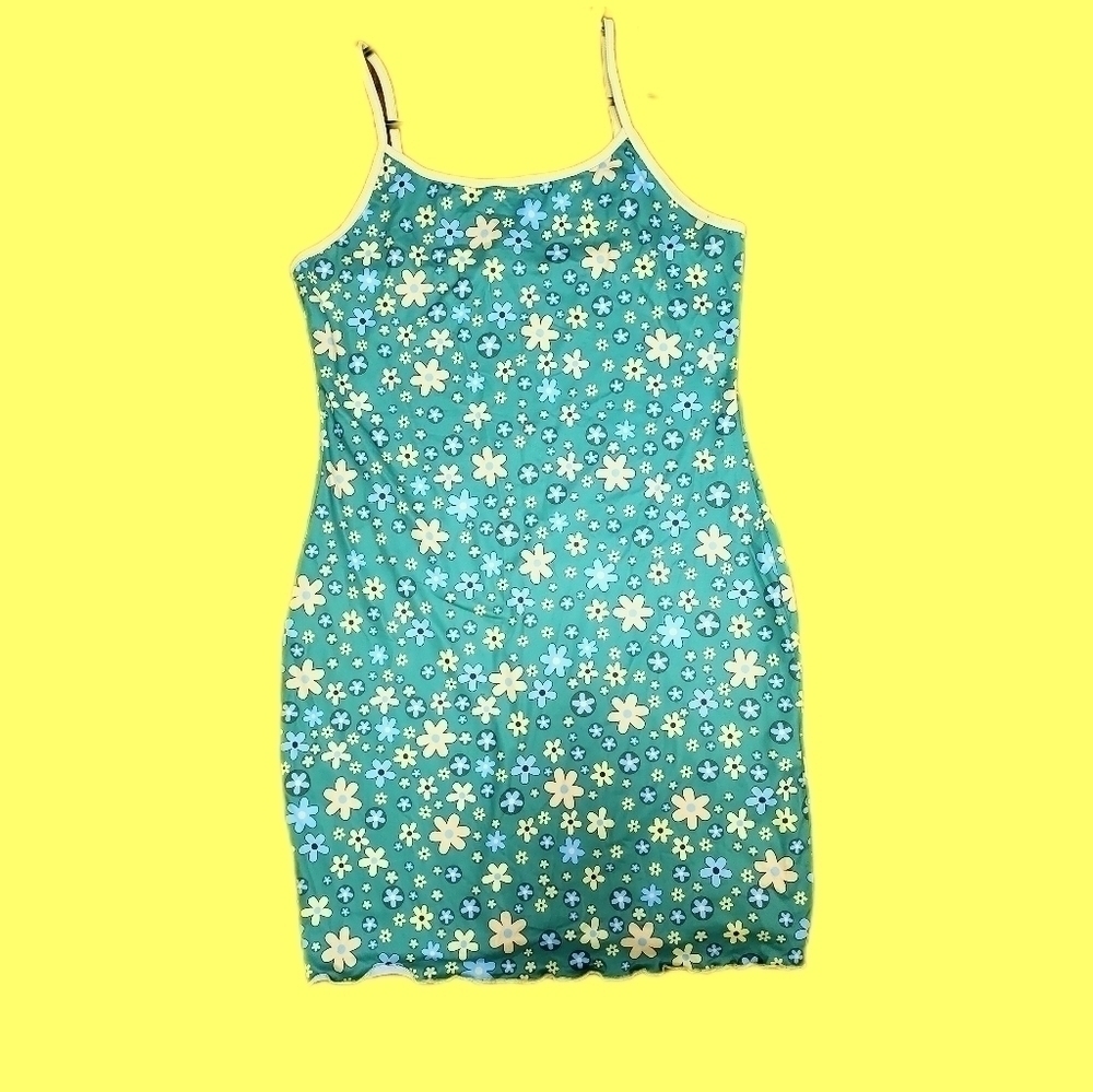 NWT Green Floral Mini Dress Size Large - Picture 3 of 3